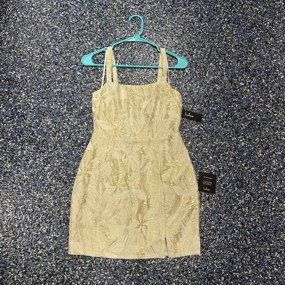 Brand new gold and white mini dress